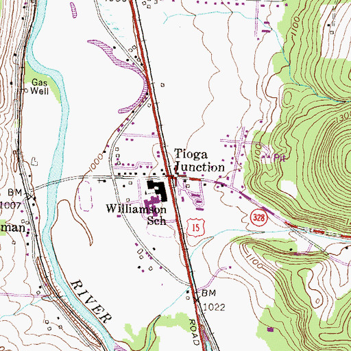 Topographic Map of Tioga Junction, PA