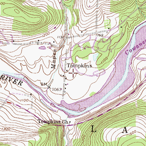 Topographic Map of Tompkins, PA