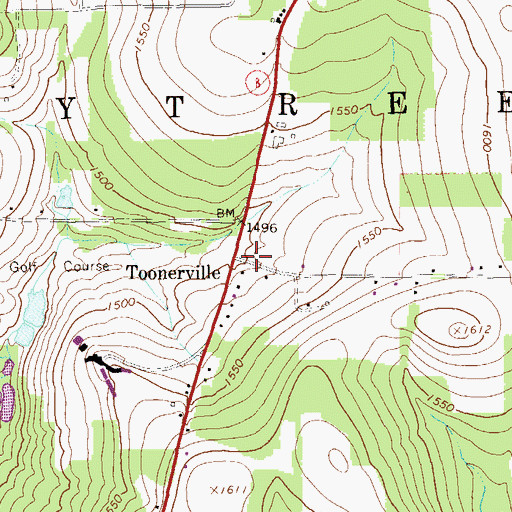 Topographic Map of Toonerville, PA