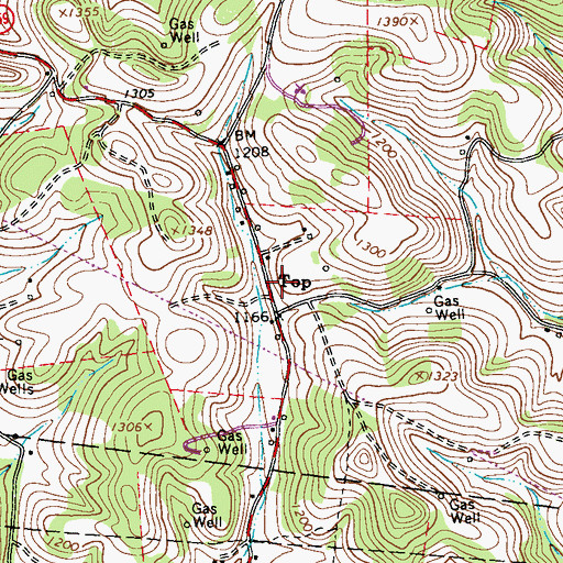 Topographic Map of Top, PA