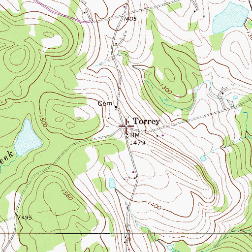 Topographic Map of Torrey, PA