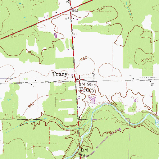 Topographic Map of Tracy, PA