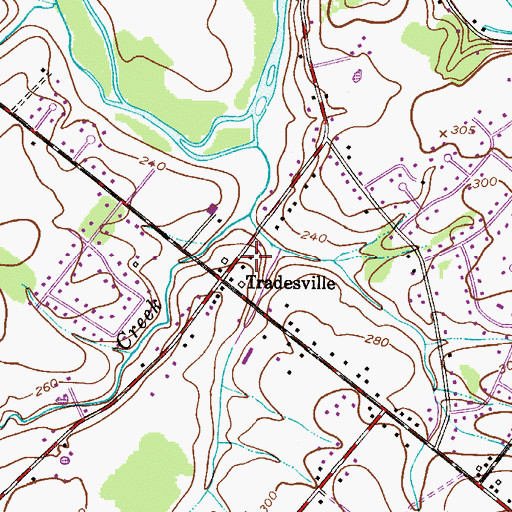 Topographic Map of Tradesville, PA