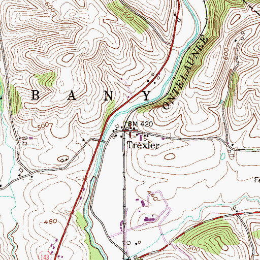 Topographic Map of Trexler, PA