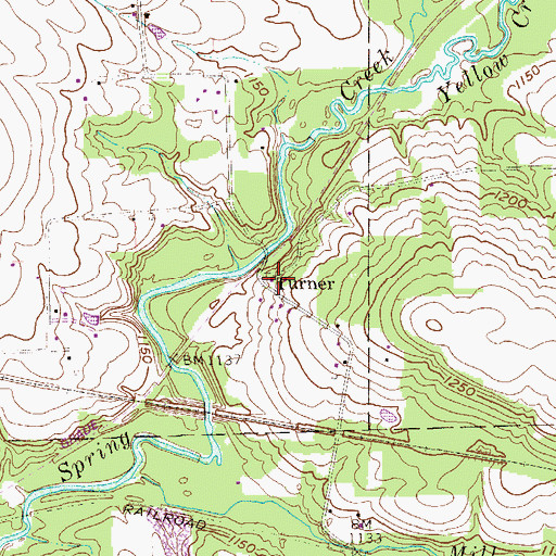 Topographic Map of Turner, PA