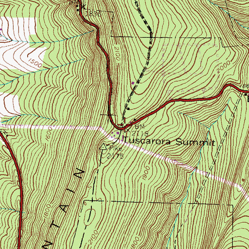 Topographic Map of Tuscarora Summit, PA
