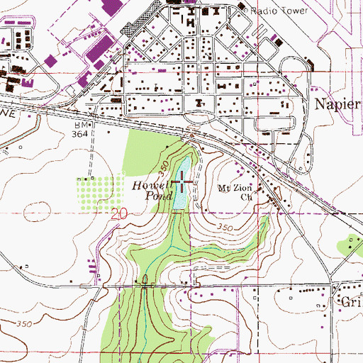 Topographic Map of Howell Pond, AL