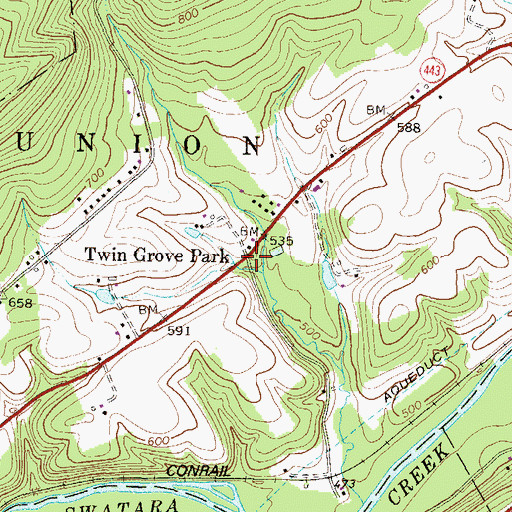 Topographic Map of Twin Grove Park, PA