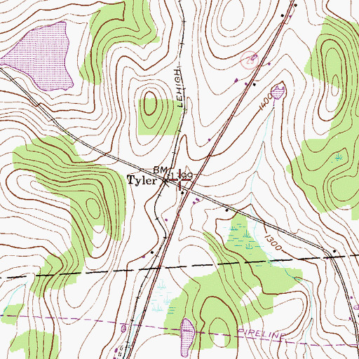 Topographic Map of Tyler, PA