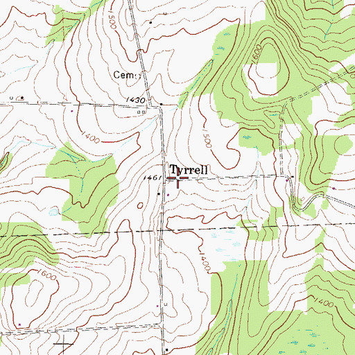 Topographic Map of Tyrrell, PA