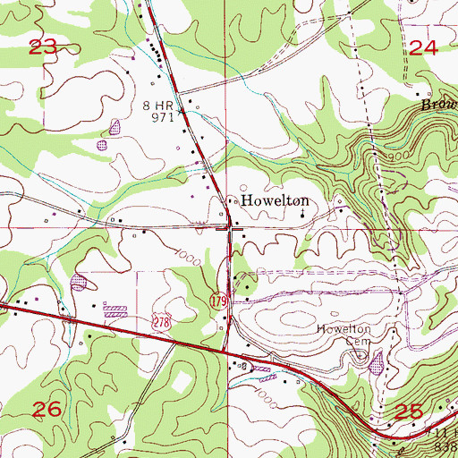 Topographic Map of Howelton, AL