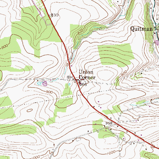 Topographic Map of Union Corner, PA