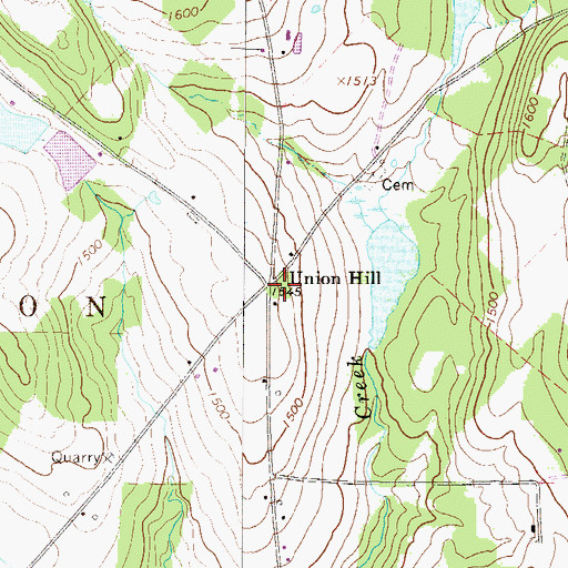 Topographic Map of Union Hill, PA