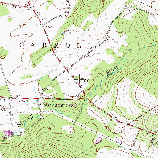 Topographic Map of Uno, PA