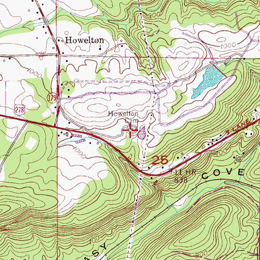 Topographic Map of Howelton Cemetery, AL
