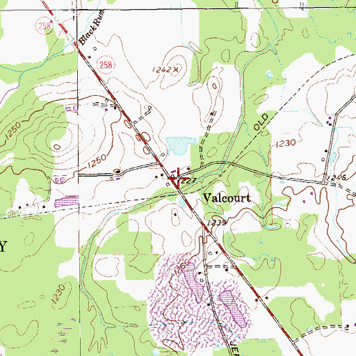 Topographic Map of Valcourt, PA