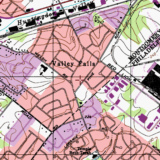 Topographic Map of Valley Falls, PA