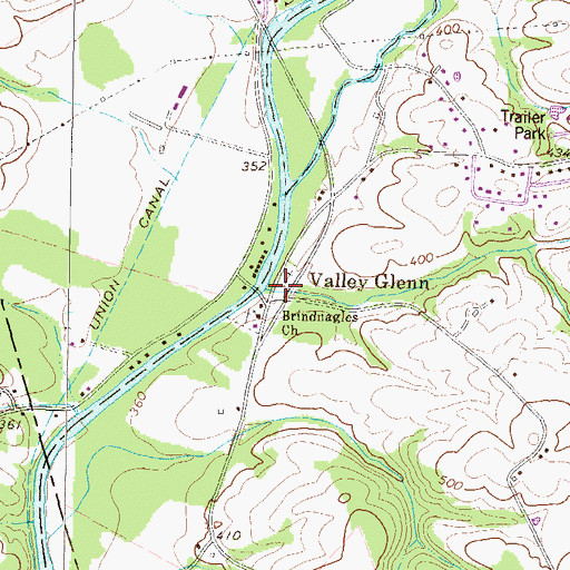 Topographic Map of Valley Glenn, PA