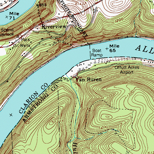 Topographic Map of Van Buren, PA