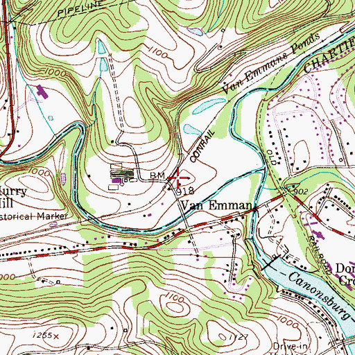 Topographic Map of Van Emman, PA