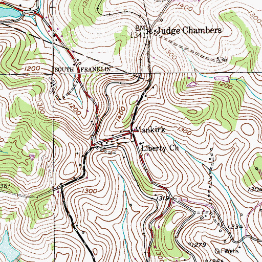 Topographic Map of Vankirk, PA