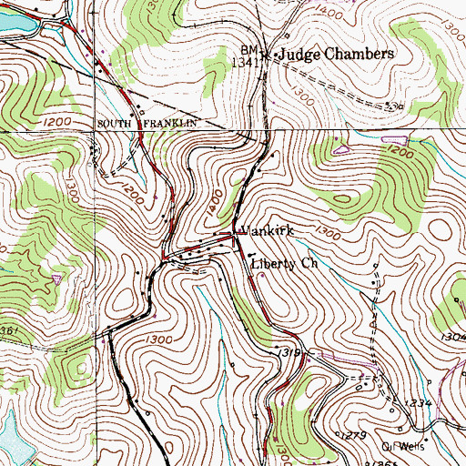 Topographic Map of Vankirk, PA