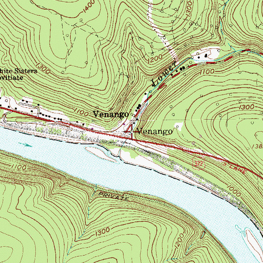 Topographic Map of Venango, PA
