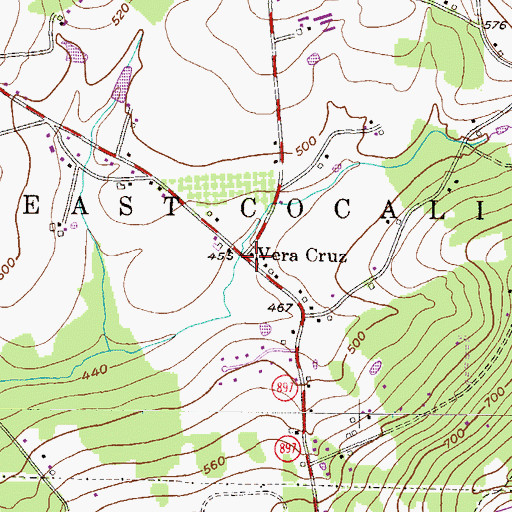 Topographic Map of Vera Cruz, PA