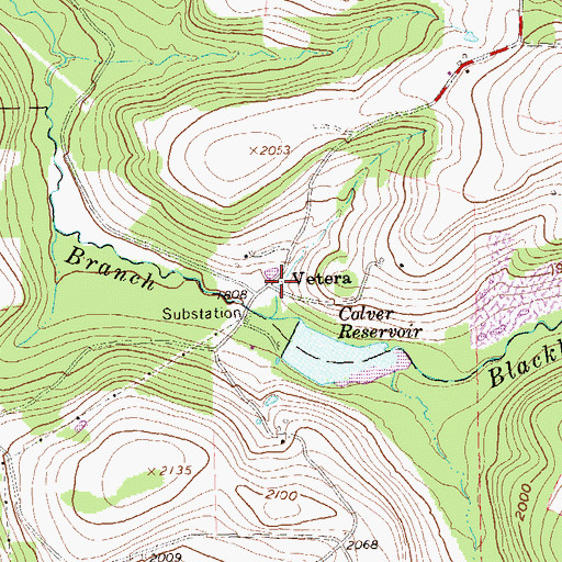 Topographic Map of Vetera, PA