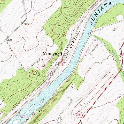 Topographic Map of Vineyard, PA