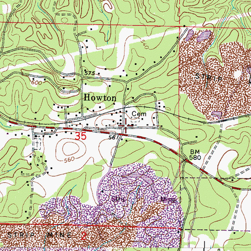 Topographic Map of Howton, AL