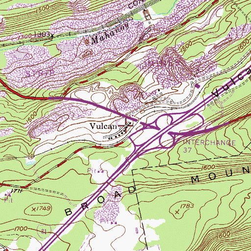 Topographic Map of Vulcan, PA