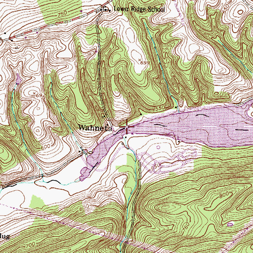 Topographic Map of Wahneta, PA