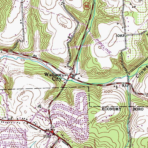 Topographic Map of Wallace City, PA
