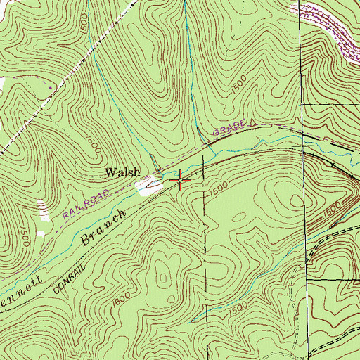 Topographic Map of Walsh, PA