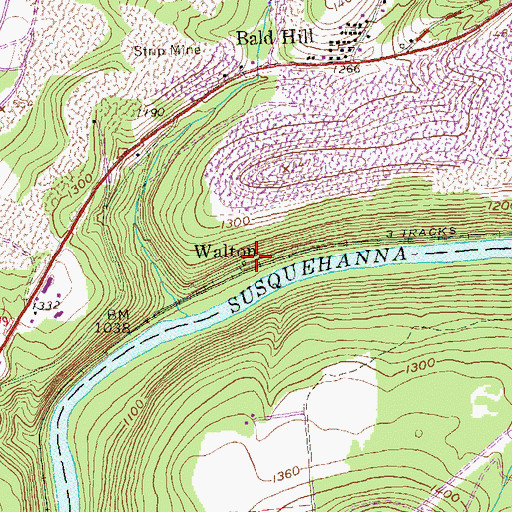 Topographic Map of Walton, PA