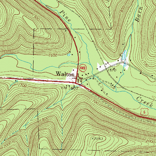 Topographic Map of Walton, PA