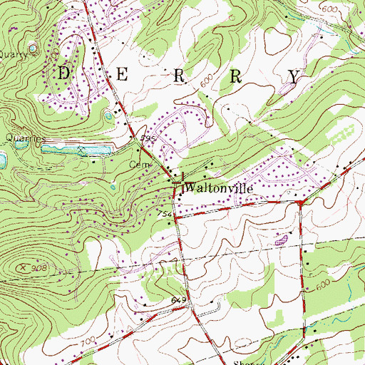 Topographic Map of Waltonville, PA