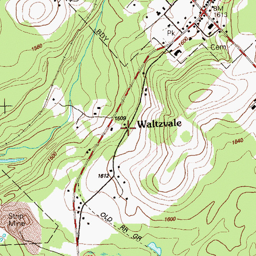 Topographic Map of Waltzvale, PA