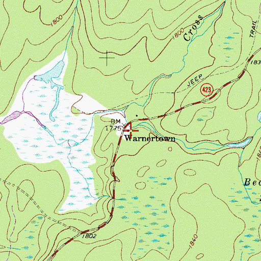 Topographic Map of Warnertown, PA