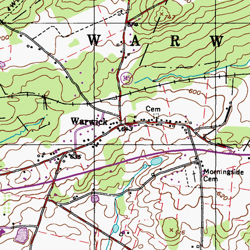 Topographic Map of Warwick, PA