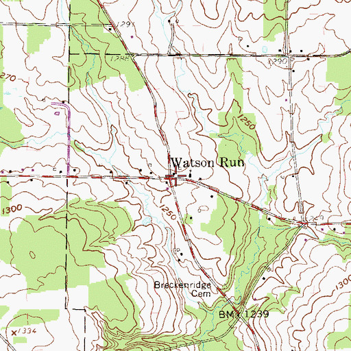 Topographic Map of Watson Run, PA
