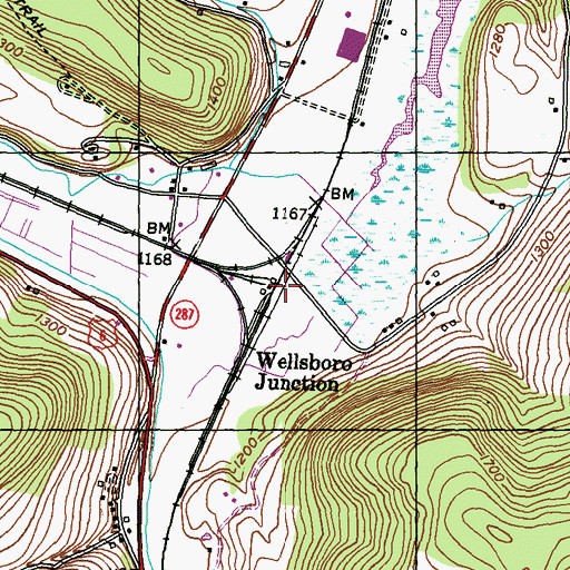 Topographic Map of Wellsboro Junction, PA