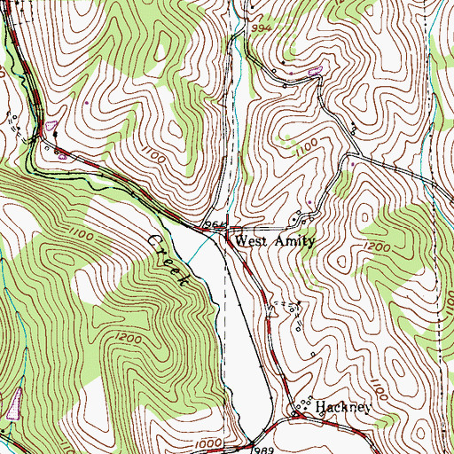 Topographic Map of West Amity, PA