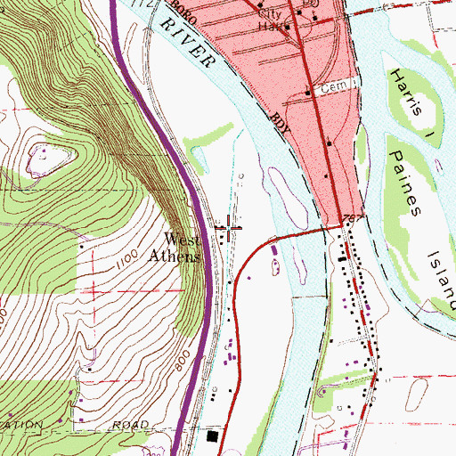 Topographic Map of West Athens, PA
