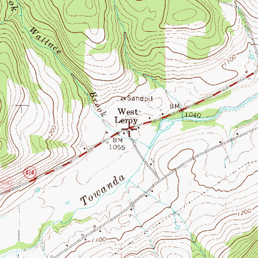 Topographic Map of West Leroy, PA