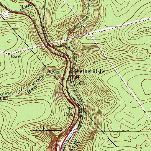 Topographic Map of Wetherill Junction, PA