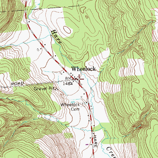 Topographic Map of Wheelock, PA