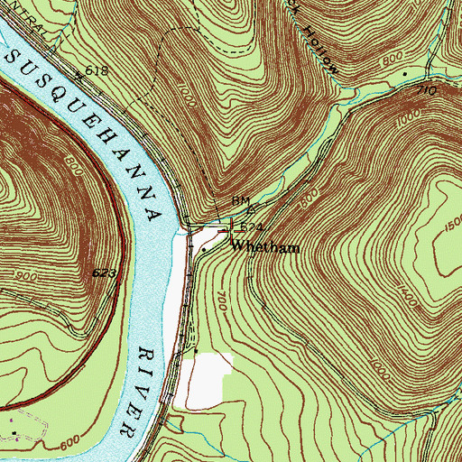 Topographic Map of Whetham, PA