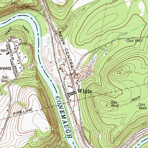 Topographic Map of White, PA